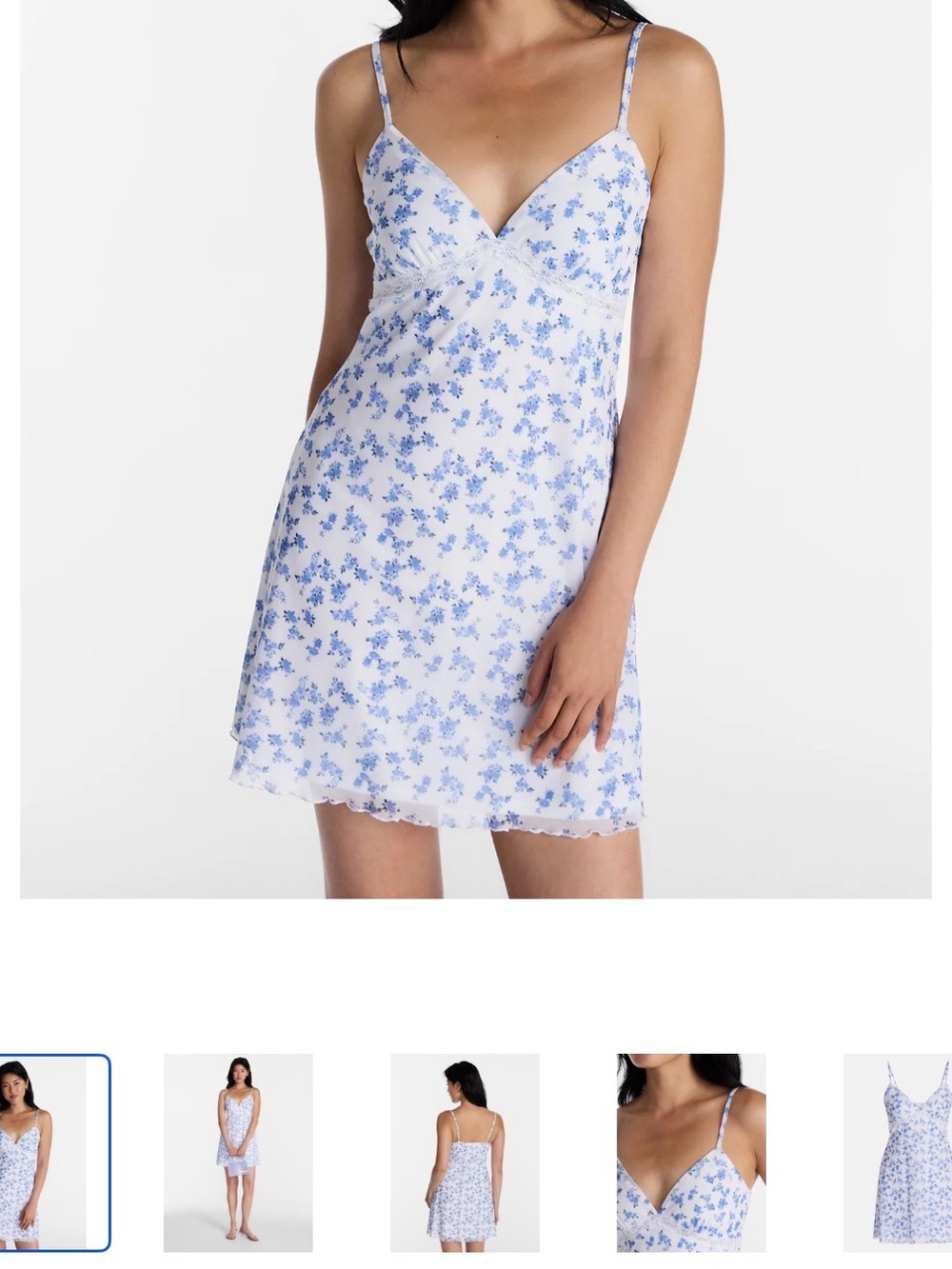 No Boundaries Blue and White Floral Slip Mini Dress